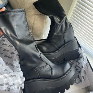 Demonia Blk Str Vegan Leather